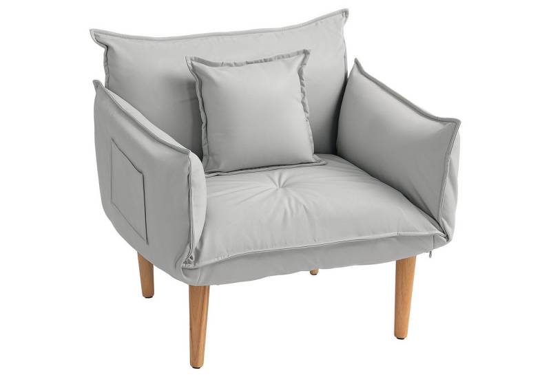 furnicato Sessel 2-in-1 Verstellbarer Loungesessel mit Kissen, Hellgrau (1-St) von furnicato