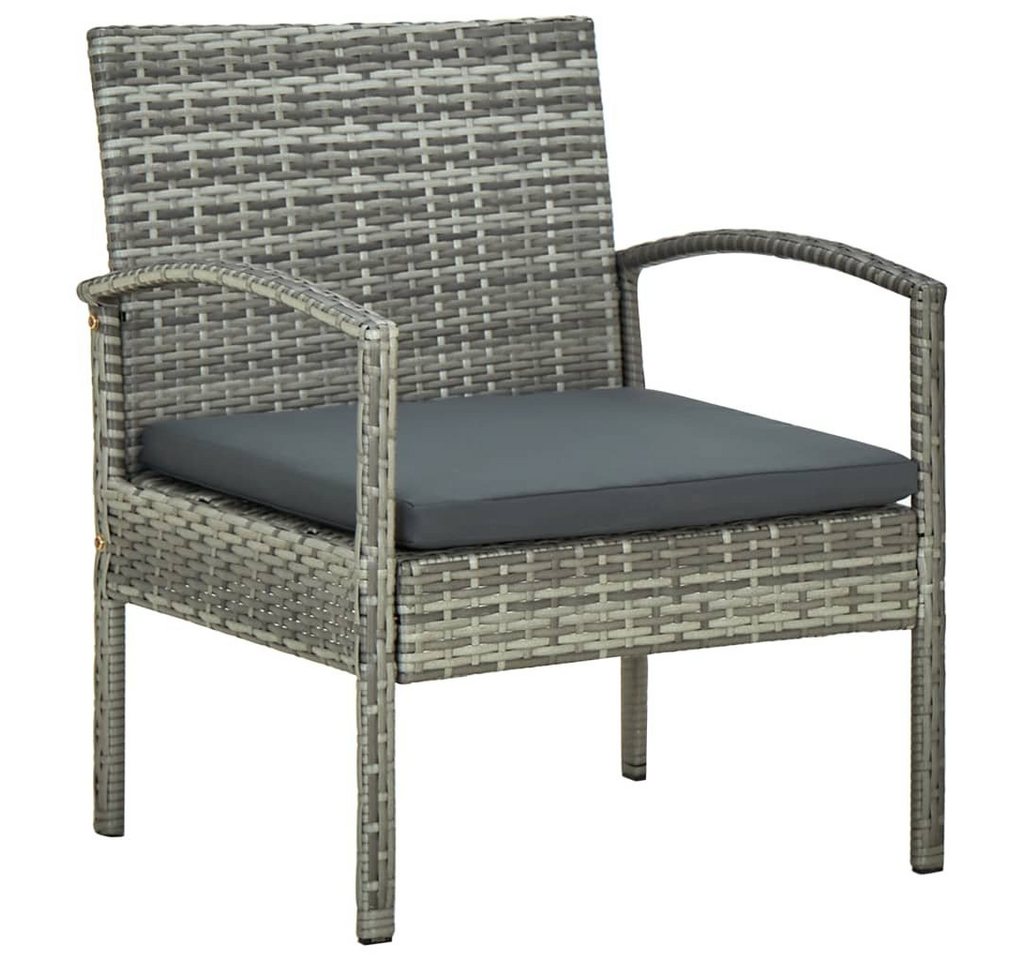 furnicato Sessel Gartenstuhl mit Kissen Poly Rattan Grau (1-St) von furnicato