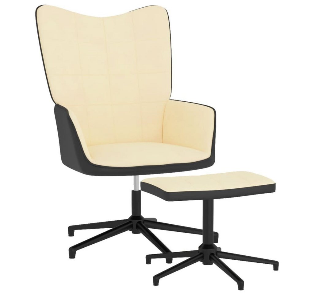 furnicato Sessel Relaxsessel mit Hocker Cremeweiß Samt und PVC von furnicato