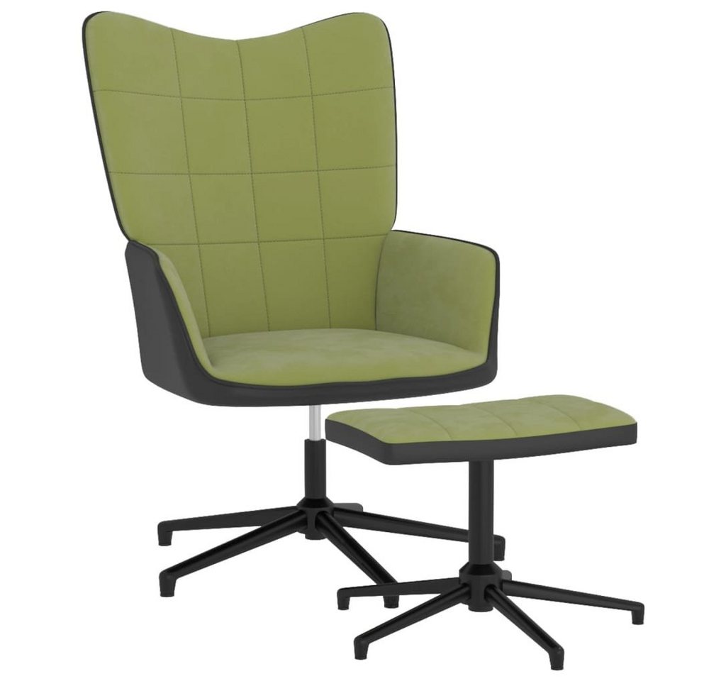 furnicato Sessel Relaxsessel mit Hocker Hellgrün Samt und PVC von furnicato