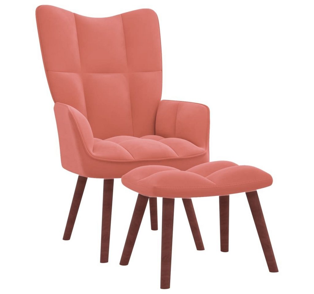 furnicato Sessel Relaxsessel mit Hocker Rosa Samt von furnicato