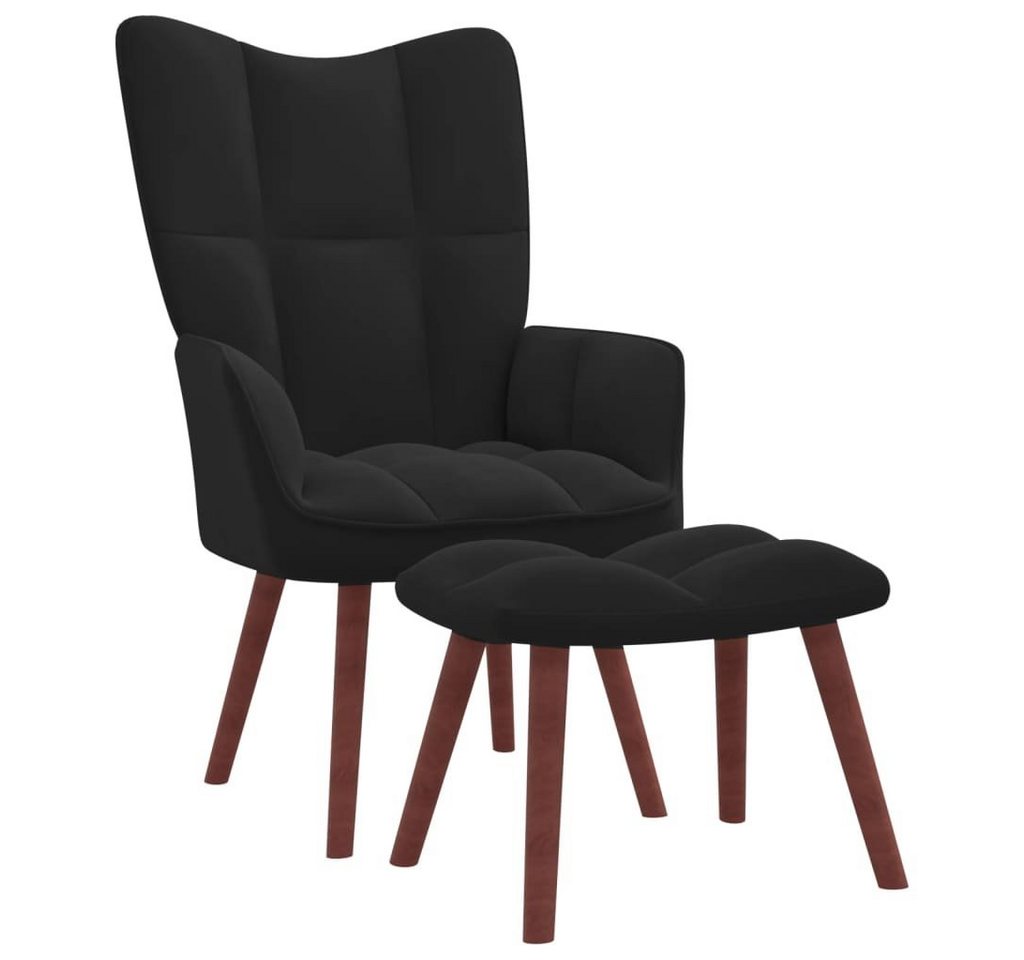 furnicato Sessel Relaxsessel mit Hocker Schwarz Samt von furnicato