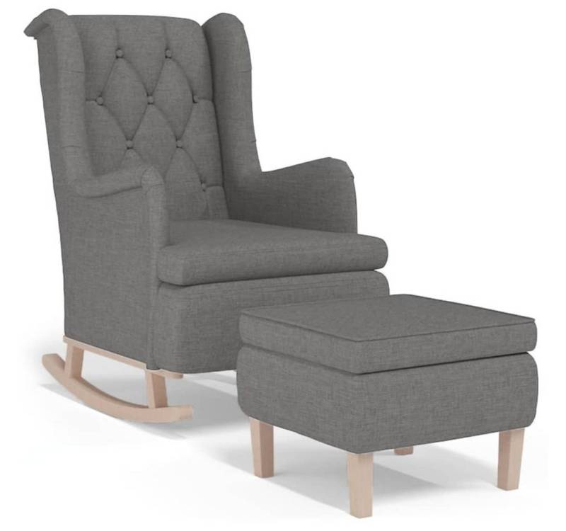 furnicato Sessel Schaukelsessel mit Hocker Hellgrau Stoff (1-St) von furnicato