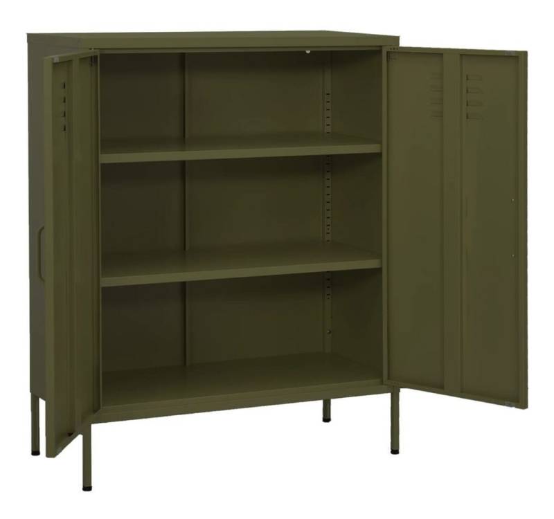 furnicato Sideboard Beistellschrank Olivgrün 80x35x101,5 cm Stahl (1 St) von furnicato