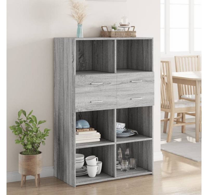 furnicato Sideboard Highboard Grau Sonoma 80x42,5x124 cm Holzwerkstoff (1 St) von furnicato