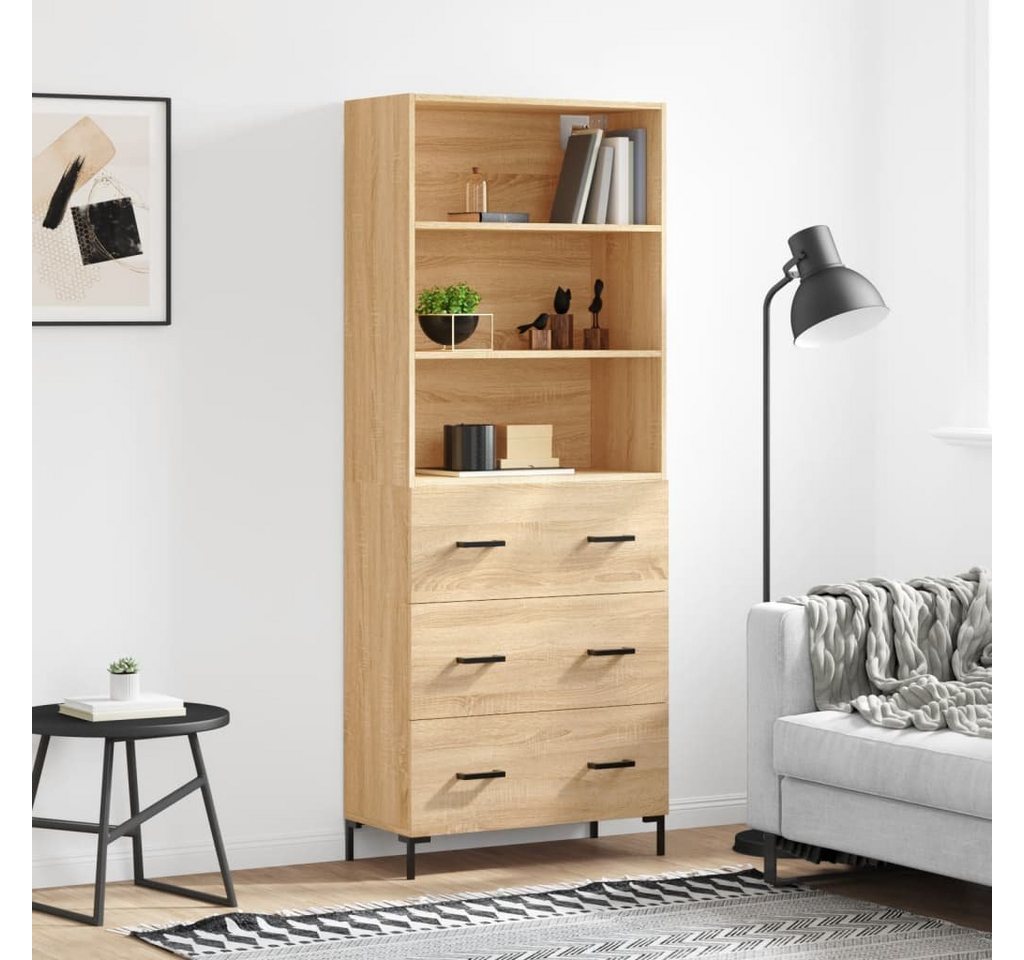 furnicato Sideboard Highboard Sonoma-Eiche 69,5x34x180 cm Holzwerkstoff von furnicato