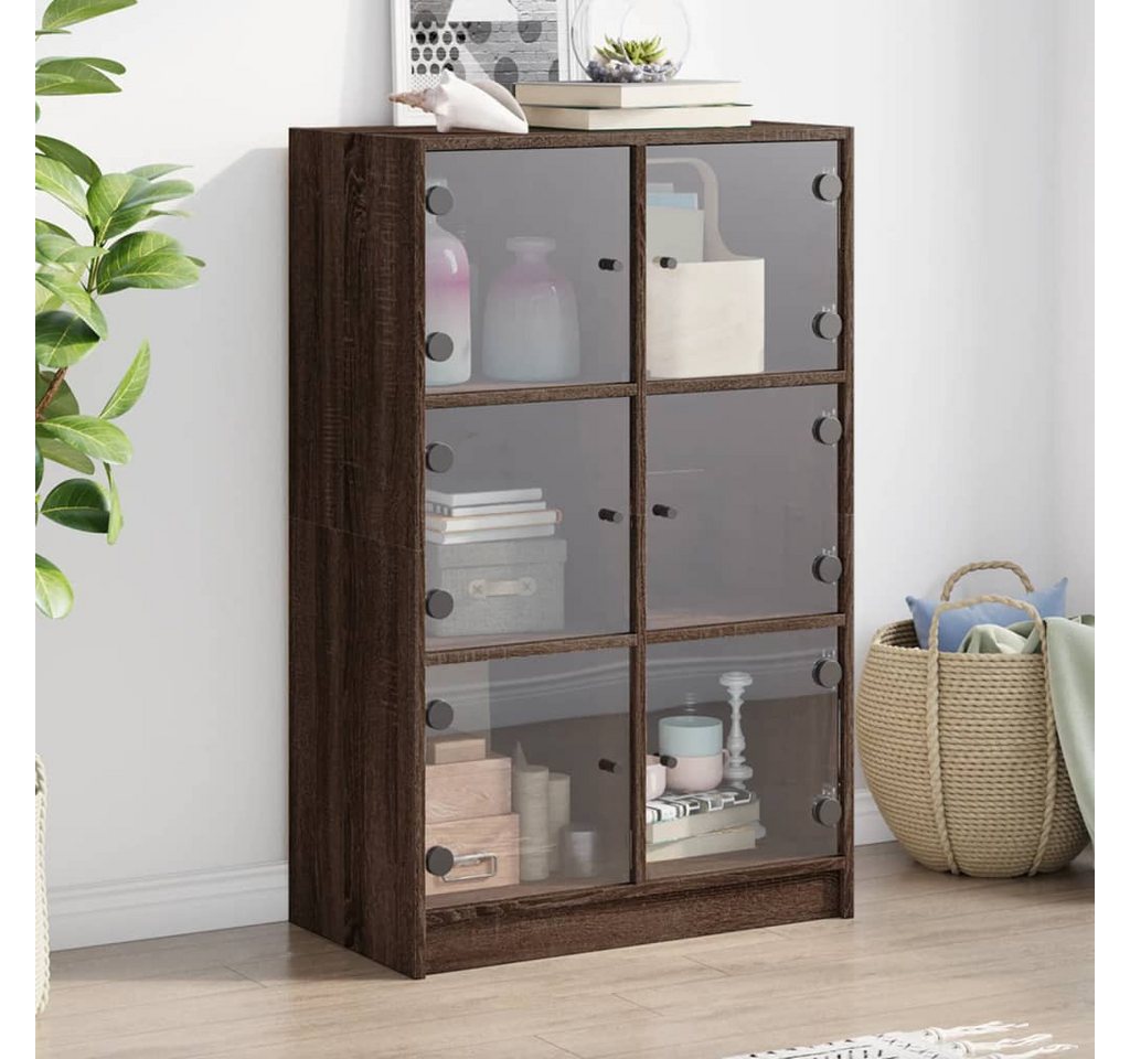 furnicato Sideboard Highboard mit Türen Braun Eiche-Optik 68x37x109cm Holzwerkstoff (1 St) von furnicato