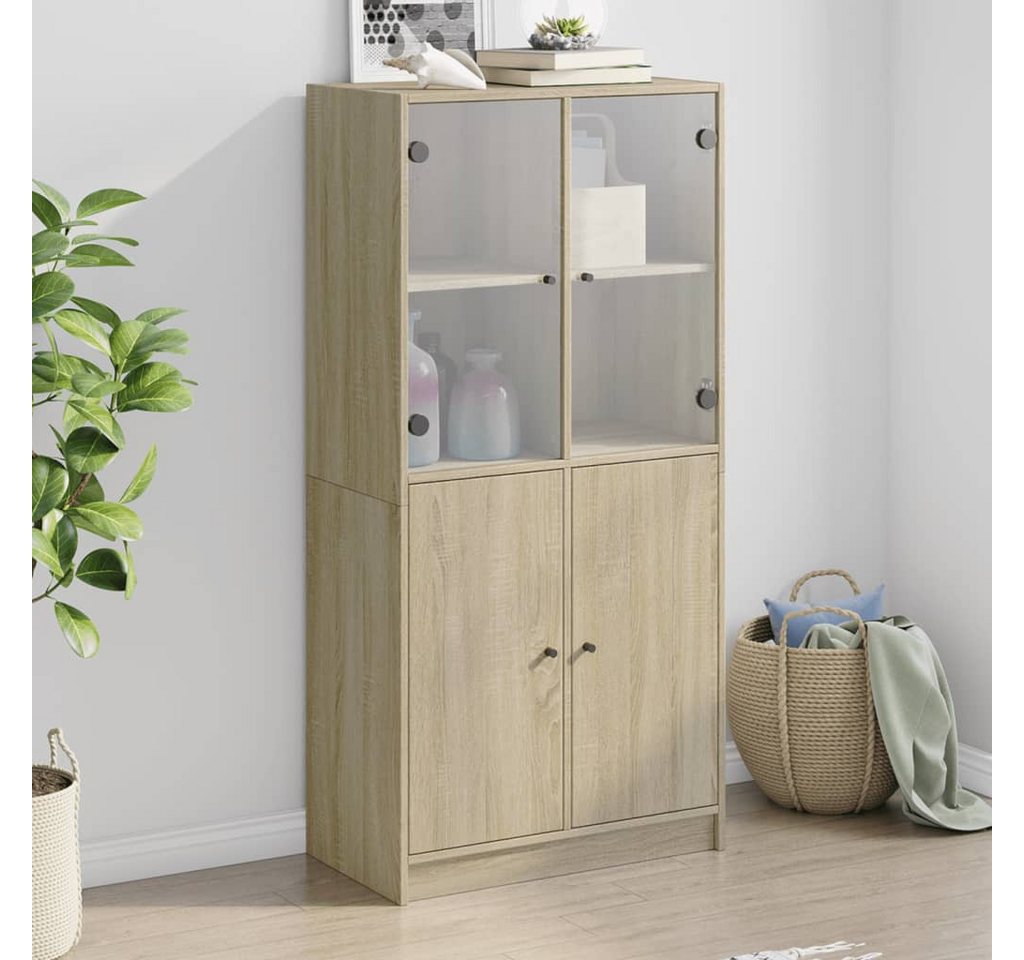 furnicato Sideboard Highboard mit Türen Sonoma-Eiche 68x37x142 cm Holzwerkstoff (1 St) von furnicato