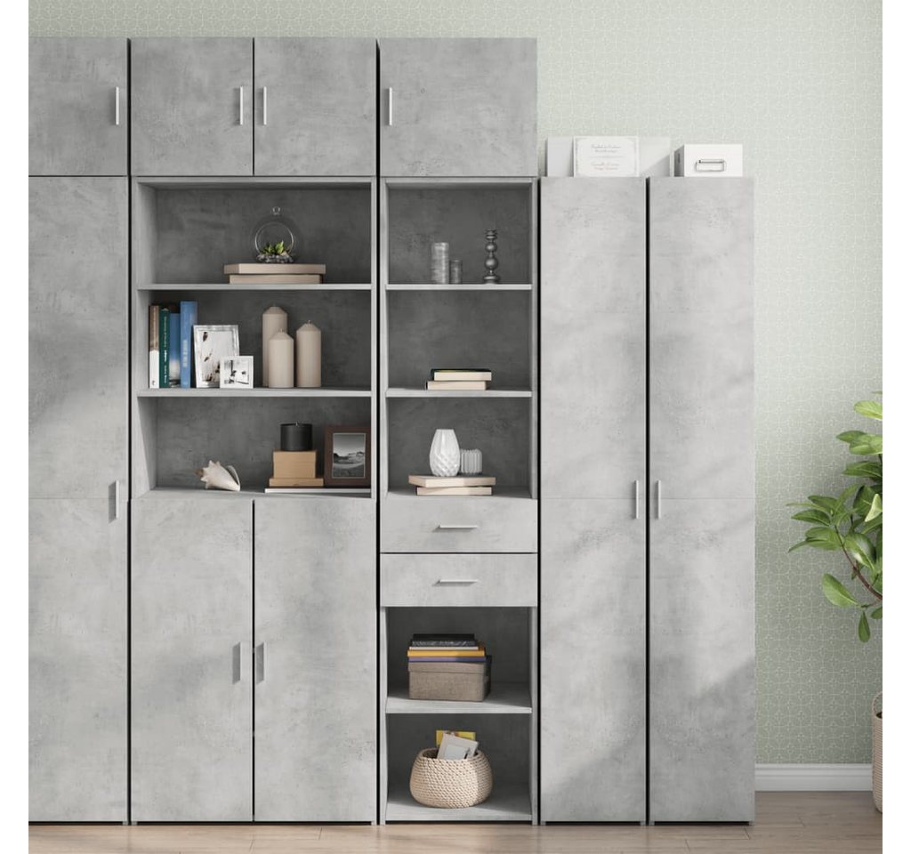 furnicato Sideboard Hochschrank Schmal Betongrau 45x42,5x225 cm Holzwerkstoff (1 St) von furnicato