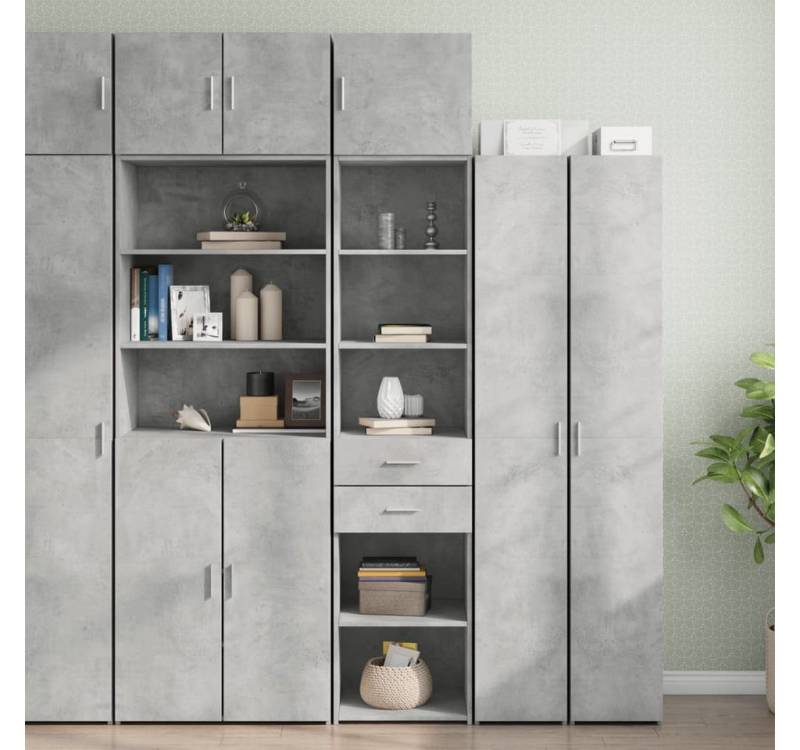 furnicato Sideboard Hochschrank Schmal Betongrau 45x42,5x225 cm Holzwerkstoff (1 St) von furnicato