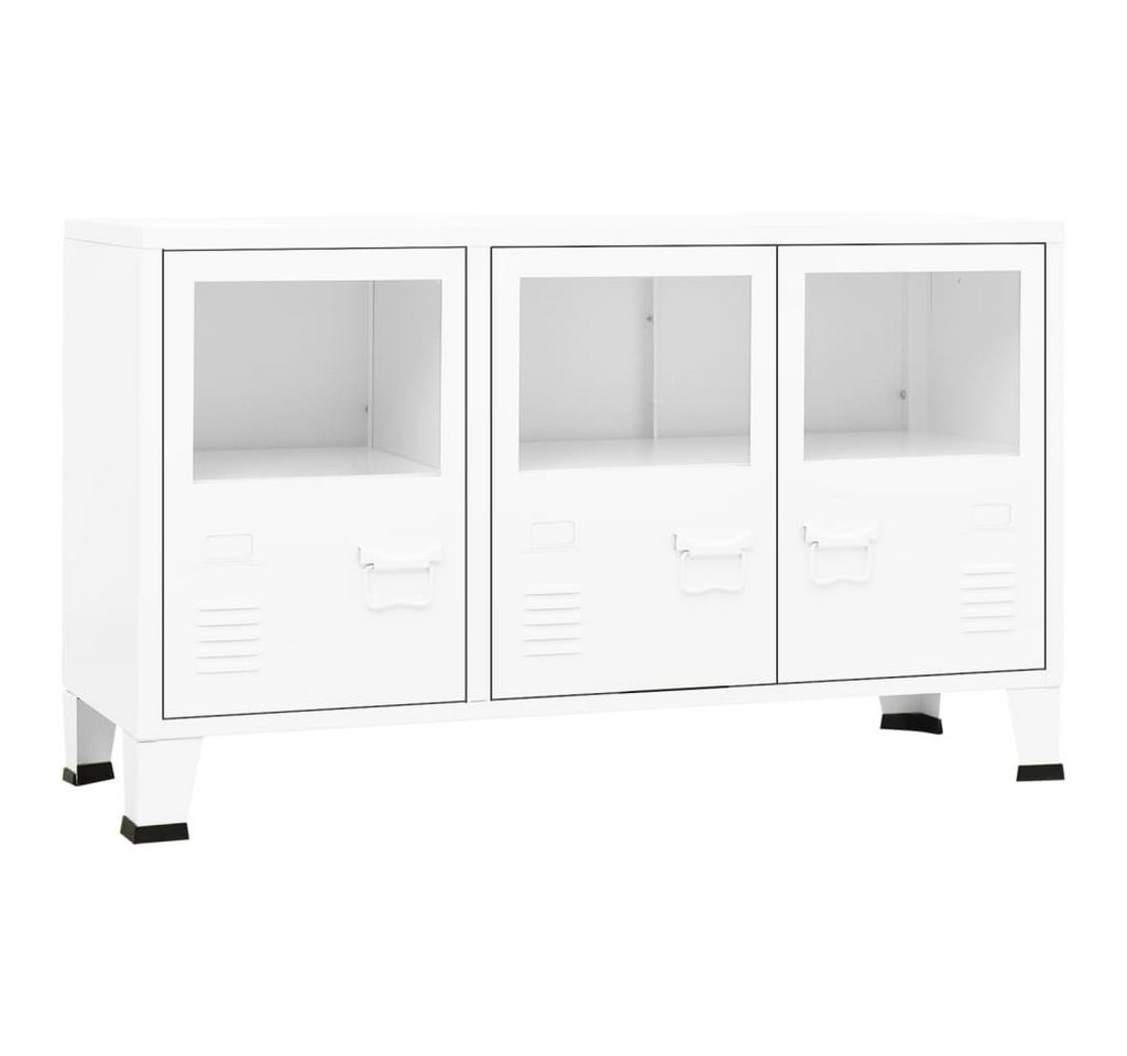 furnicato Sideboard Industrial Weiß 105x35x62 cm Metall und Glas (1 St) von furnicato