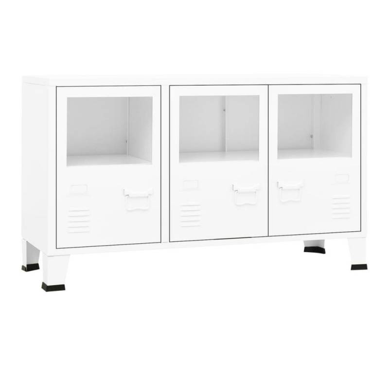 furnicato Sideboard Industrial Weiß 105x35x62 cm Metall und Glas (1 St) von furnicato