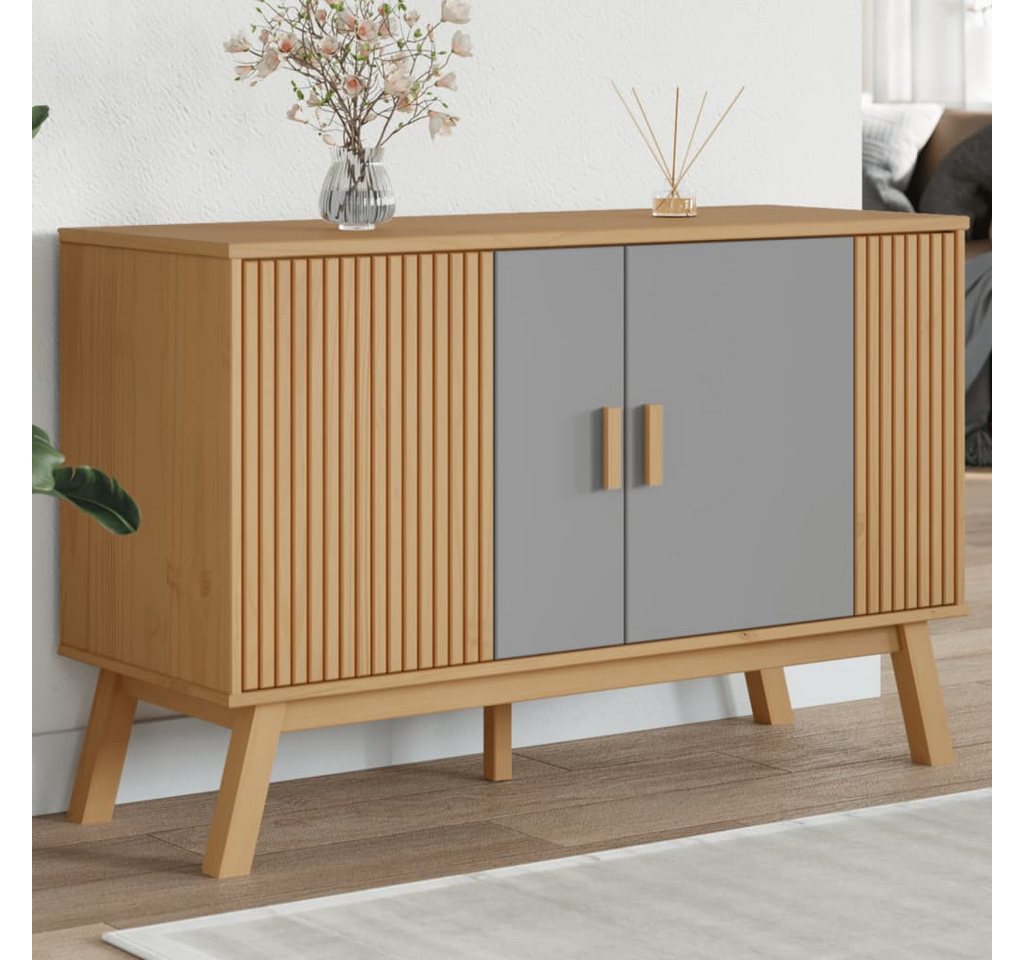 furnicato Sideboard OLDEN Grau und Braun 114x43x73,5 cm Massivholz Kiefer (1 St) von furnicato