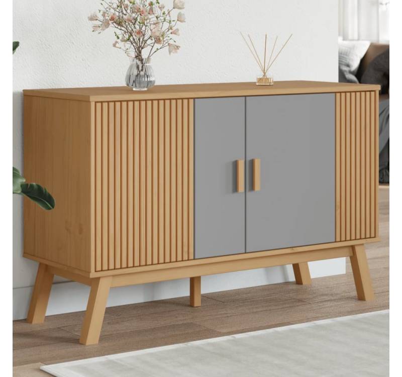 furnicato Sideboard OLDEN Grau und Braun 114x43x73,5 cm Massivholz Kiefer (1 St) von furnicato