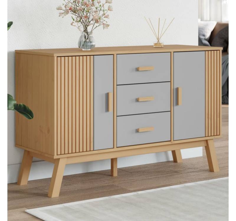 furnicato Sideboard OLDEN Grau und Braun 114x43x73,5 cm Massivholz Kiefer (1 St) von furnicato