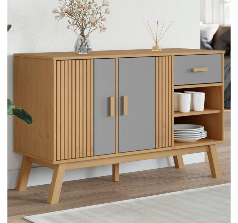 furnicato Sideboard OLDEN Grau und Braun 114x43x73,5 cm Massivholz Kiefer (1 St) von furnicato