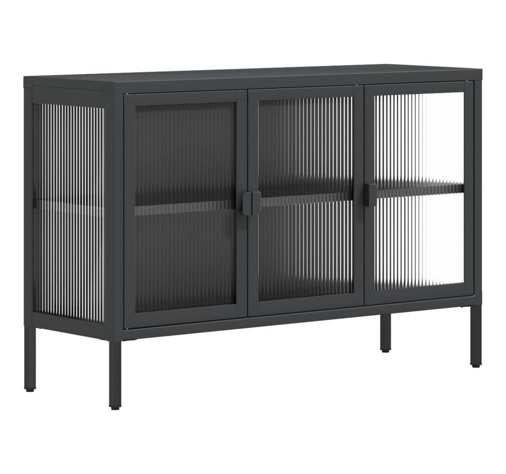 furnicato Sideboard Schwarz 105x35x70 cm Glas und Stahl von furnicato