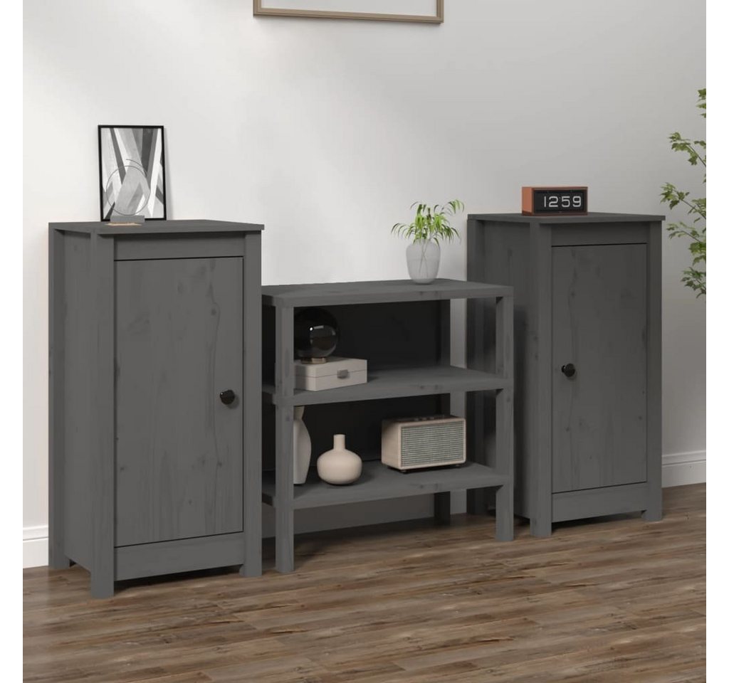 furnicato Sideboard Sideboards 2 Stk. Grau 40x35x80 cm Massivholz Kiefer von furnicato