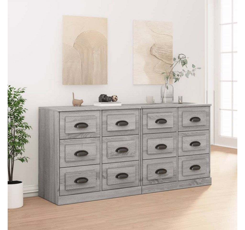 furnicato Sideboard Sideboards 2 Stk. Grau Sonoma Holzwerkstoff von furnicato