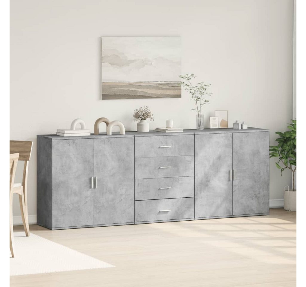 furnicato Sideboard Sideboards 3 Stk. Betongrau Holzwerkstoff (1 St) von furnicato