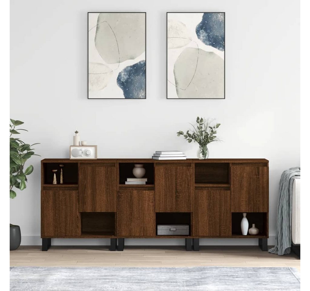 furnicato Sideboard Sideboards 3 Stk. Braun Eichen-Optik Holzwerkstoff von furnicato