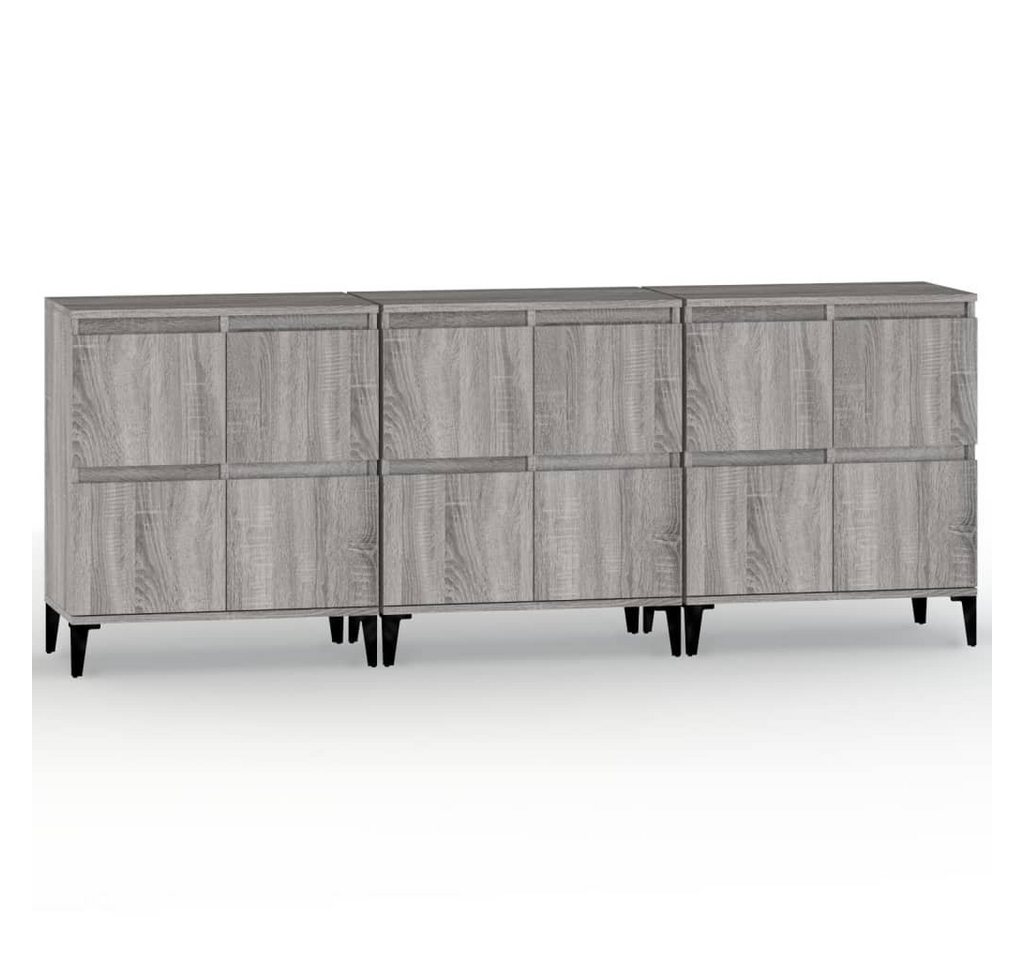 furnicato Sideboard Sideboards 3 Stk. Grau Sonoma 60x35x70 cm Holzwerkstoff von furnicato