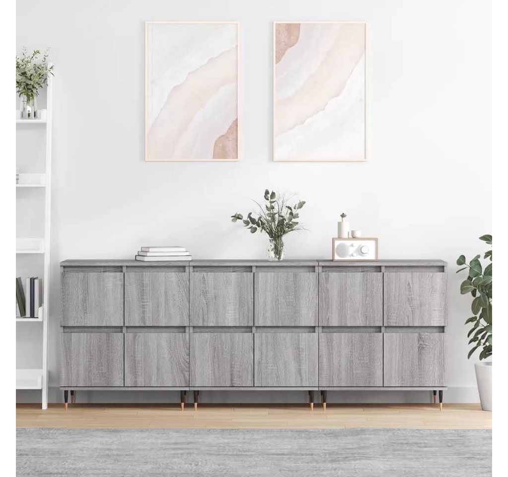 furnicato Sideboard Sideboards 3 Stk. Grau Sonoma Holzwerkstoff von furnicato