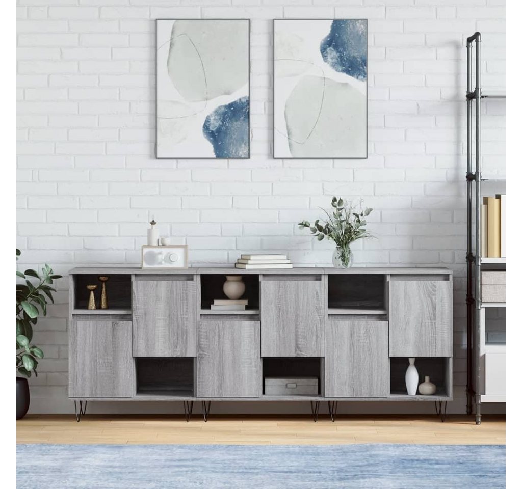 furnicato Sideboard Sideboards 3 Stk. Grau Sonoma Holzwerkstoff von furnicato