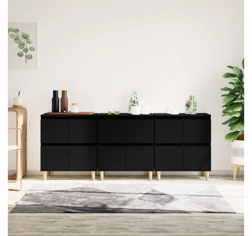 furnicato Sideboard Sideboards 3 Stk. Schwarz 60x35x70 cm Holzwerkstoff von furnicato