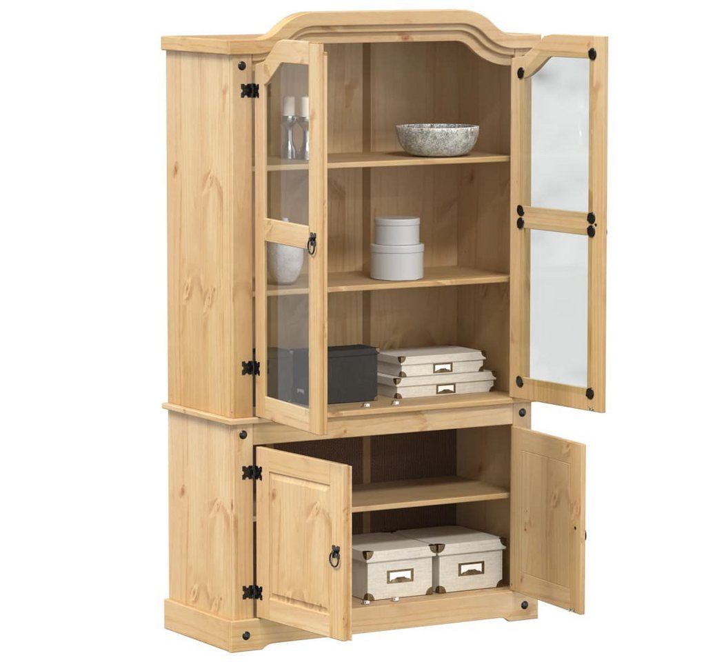 furnicato Sideboard Vitrine Corona 103,5x42x180 cm Massivholz Kiefer von furnicato