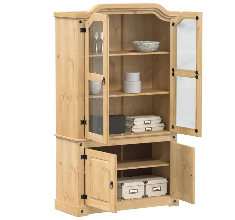 furnicato Sideboard Vitrine Corona 103,5x42x180 cm Massivholz Kiefer von furnicato