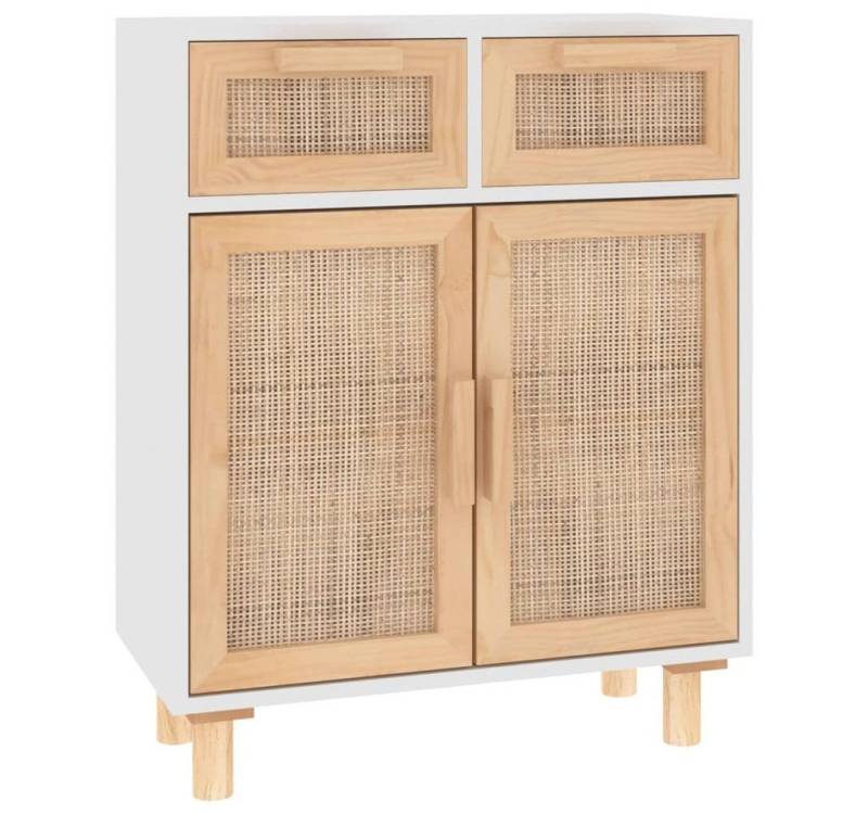 furnicato Sideboard Weiß 60x30x75 cm Massivholz Kiefer und Natur-Rattan (1 St) von furnicato