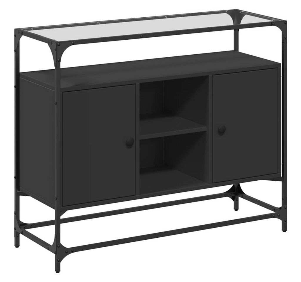 furnicato Sideboard mit Glasplatte Schwarz 98x35x81 cm Holzwerkstoff (1 St) von furnicato
