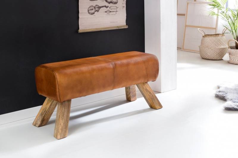 furnicato Sitzbank Design Sitzhocker Holz Leder Modern Springbock von furnicato