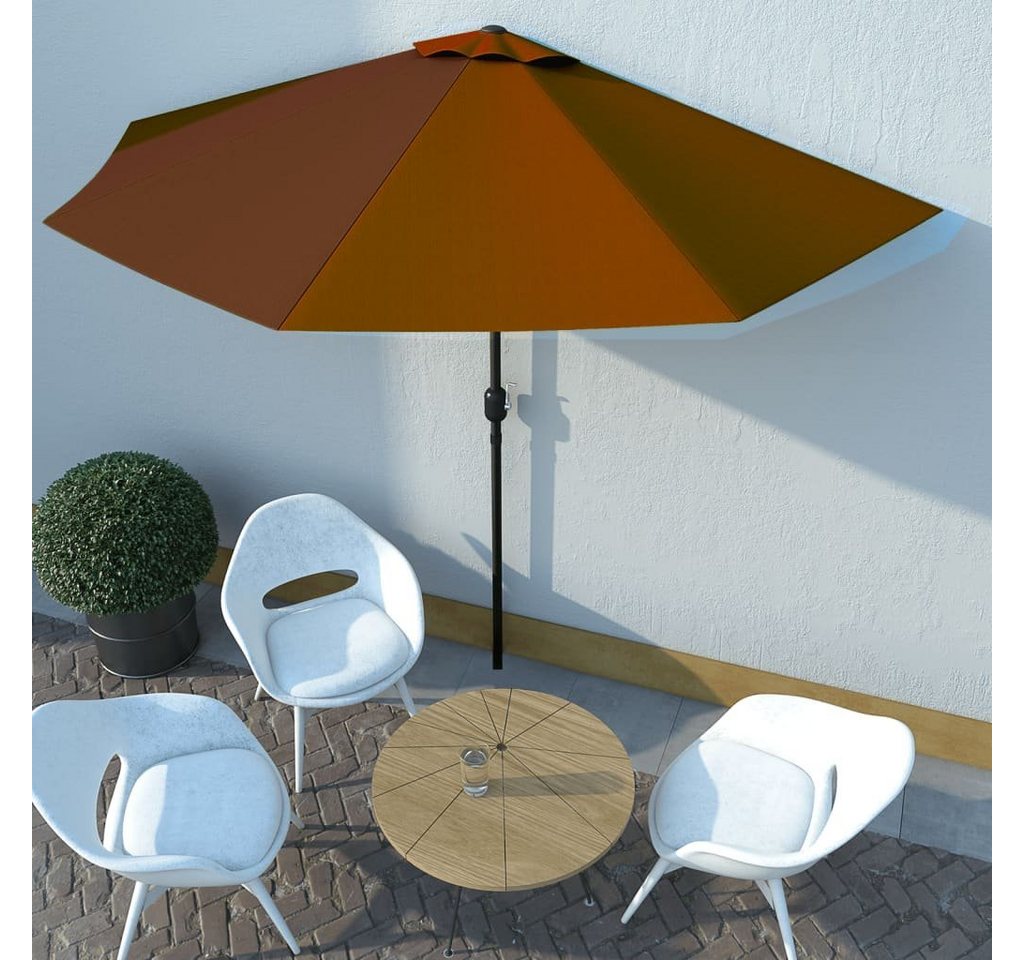 furnicato Sonnenschirm Balkon-Alu-Mast Terrakotta 300x155x223cm Halbrund von furnicato