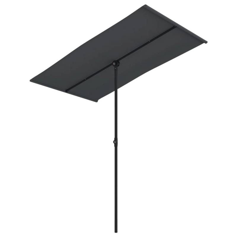 furnicato Sonnenschirm mit Aluminium-Mast 180x110 cm Schwarz von furnicato