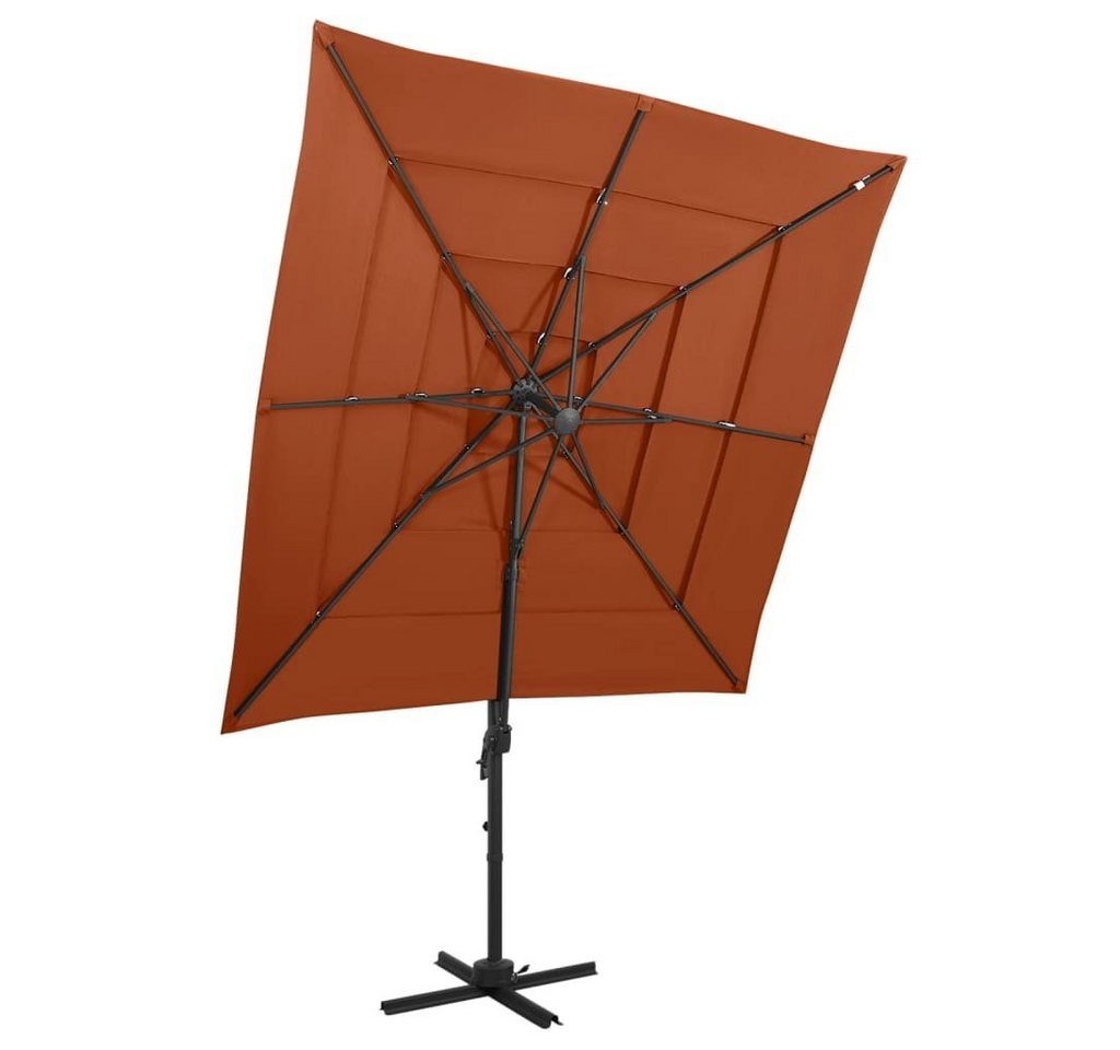 furnicato Sonnenschirm mit Aluminium-Mast 4-lagig Terrakotta 250x250cm von furnicato