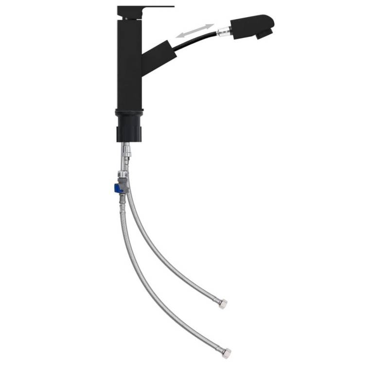 furnicato Spültischarmatur Waschbeckenarmatur mit Herausziehbarer Brause Schwarz 157x172 mm von furnicato