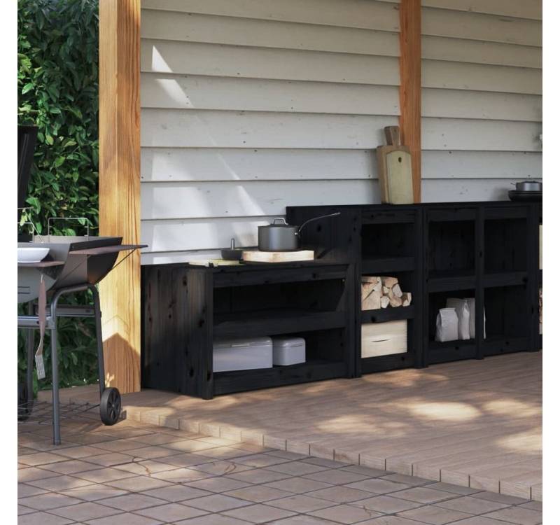 furnicato Stauraumschrank Outdoor-Küchenschränke 2 Stk. Schwarz Massivholz Kiefer (1-St) von furnicato