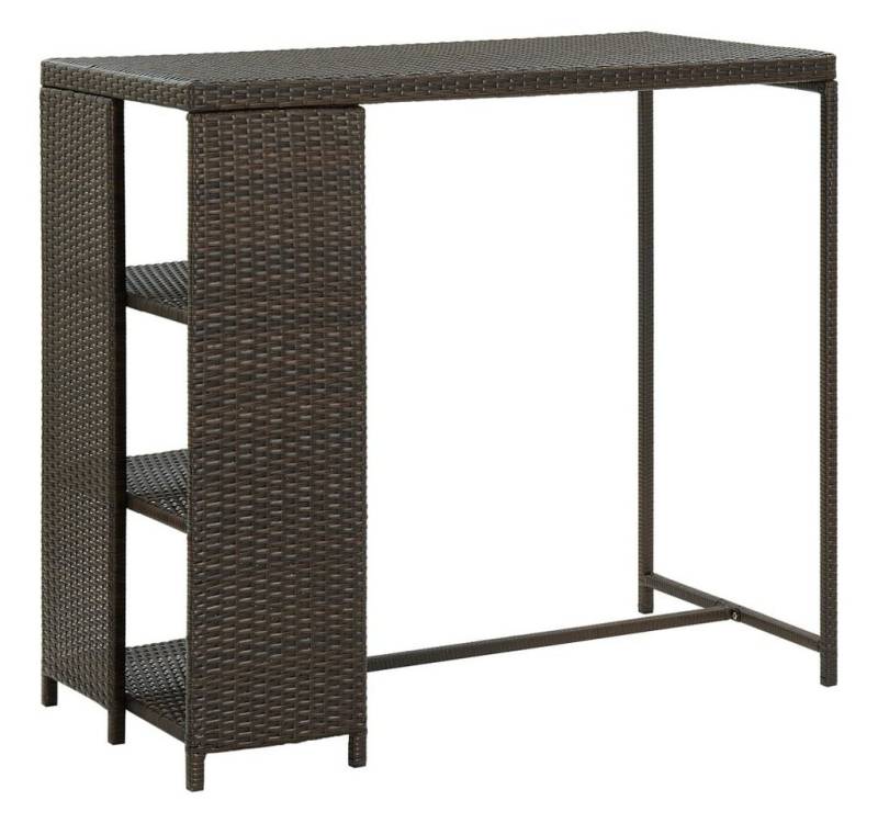 furnicato Stehtisch Bartisch mit Regal Braun 120x60x110 cm Poly Rattan (1-St) von furnicato