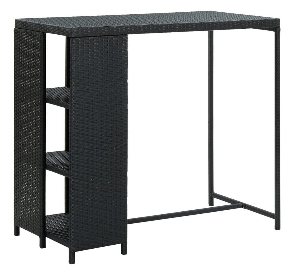 furnicato Stehtisch Bartisch mit Regal Schwarz 120x60x110 cm Poly Rattan (1-St) von furnicato