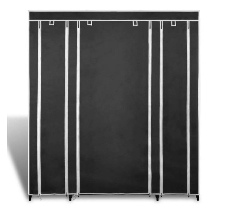 furnicato Stoffschrank mit Fächern Kleiderstangen 45x150x176 cm Schwarz (1-St) von furnicato