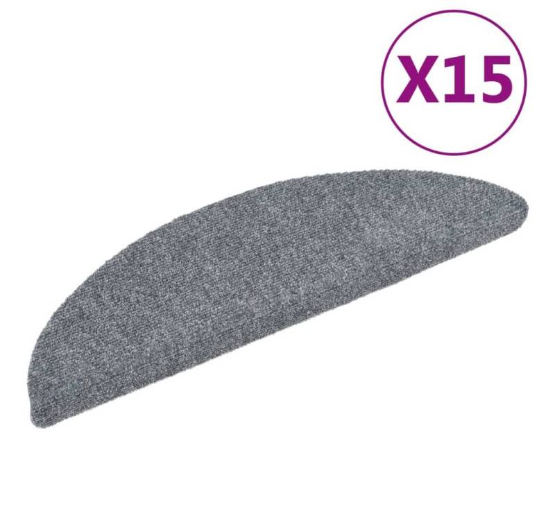 furnicato Stufenmatte Stufenmatten Selbstklebend 15 Stk. 56x17x3 cm Hellgrau Halbrund von furnicato
