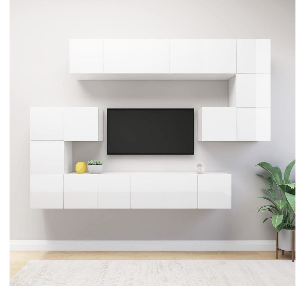 furnicato TV-Schrank 10-tlg. TV-Schrank-Set Weiß Holzwerkstoff von furnicato