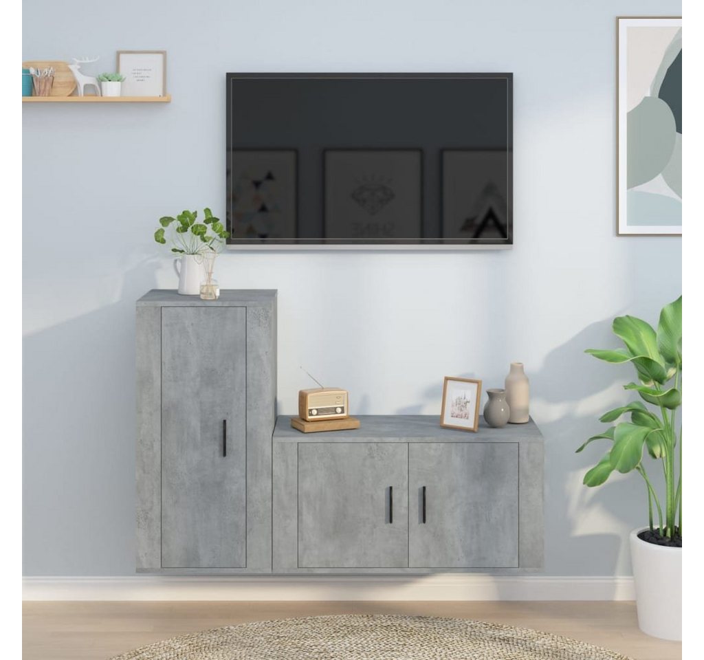 furnicato TV-Schrank 2-tlg. TV-Schrank-Set Betongrau Holzwerkstoff von furnicato