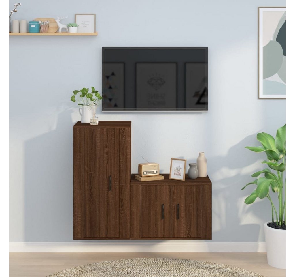 furnicato TV-Schrank 2-tlg. TV-Schrank-Set Braun Eichen-Optik Holzwerkstoff von furnicato