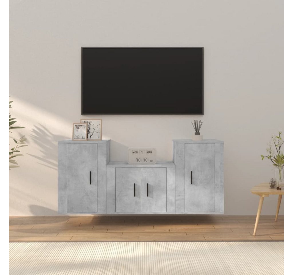 furnicato TV-Schrank 3-tlg. TV-Schrank-Set Betongrau Holzwerkstoff von furnicato