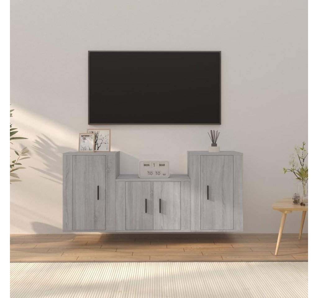 furnicato TV-Schrank 3-tlg. TV-Schrank-Set Grau Sonoma Holzwerkstoff von furnicato