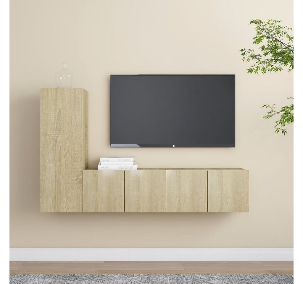 furnicato TV-Schrank 3-tlg. TV-Schrank-Set Sonoma-Eiche Holzwerkstoff von furnicato