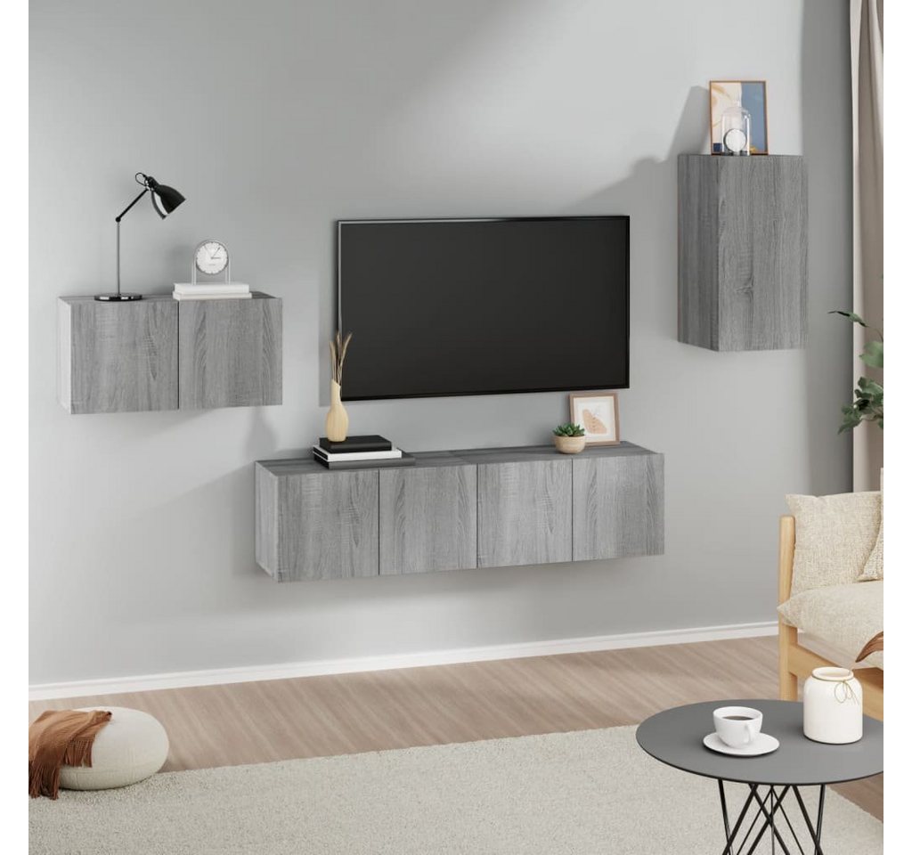 furnicato TV-Schrank 4-tlg. TV-Schrank-Set Grau Sonoma Holzwerkstoff (1-St) von furnicato